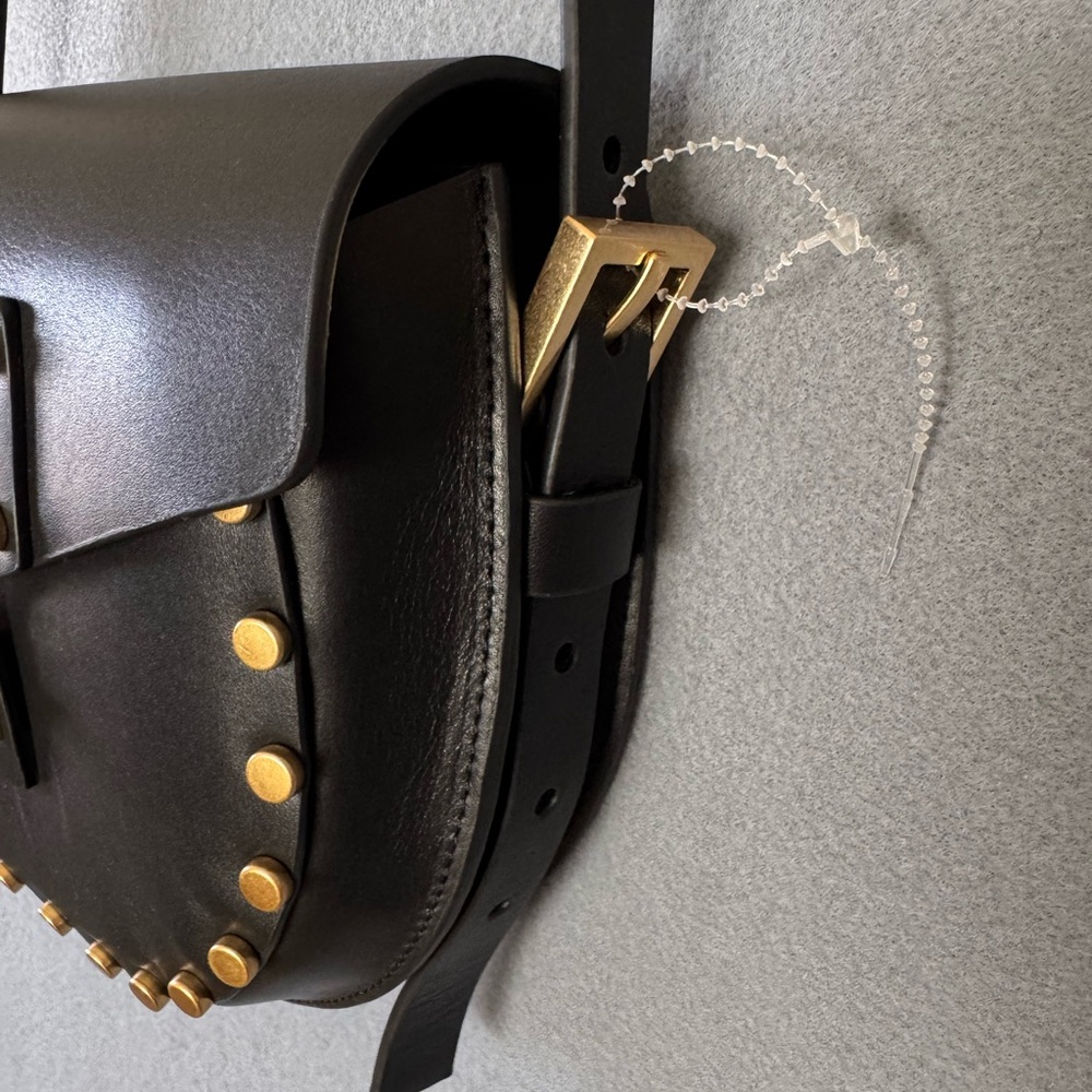 AllSaints Miro Mini Saddle Bag Black Studded Leather NWT + Dust Bag - Picture 11 of 15